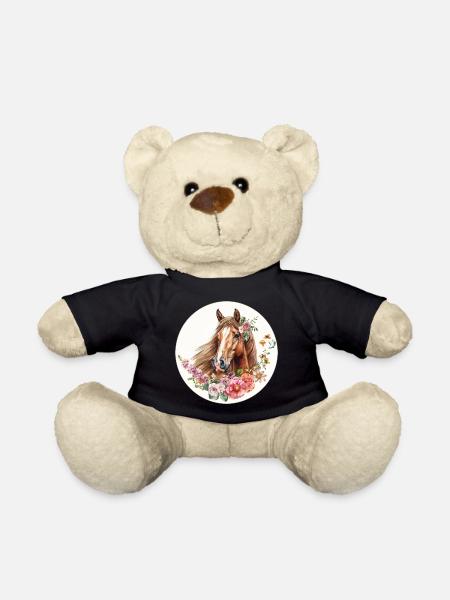 Horse Flowers - Teddy Bear - black