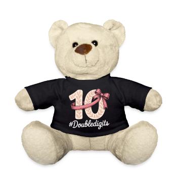 10th Birthday Girl | Double digits fun - Teddy Bear - black - Front