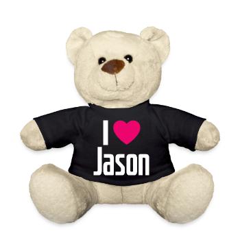 I Love Jason Pinkes Herz Ich liebe Jason - Teddy - Schwarz - Vorne