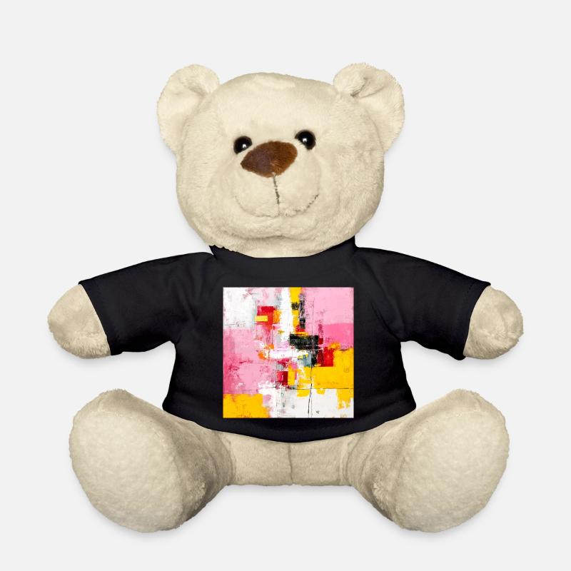 Abstrakte Farbblöcke Pink Gelb - Teddy - Schwarz