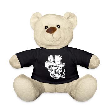 Daring Skull with Elegant Top Hat - Teddy Bear - black - Front