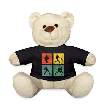 Baseball Softball Sport Retro - Teddy Bear - black - Front