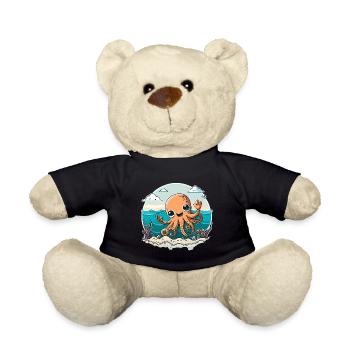 Calmar heureux sur la plage - Nounours - noir - Devant