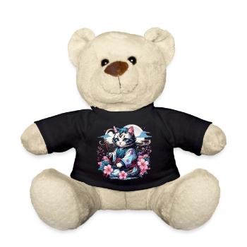 Japanische Kawaii Ninja Katze - Teddy - Schwarz - Vorne