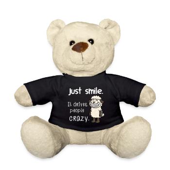 Just Smile – Freches lustiges Schaf Motiv Spruch - Teddy - Schwarz - Vorne