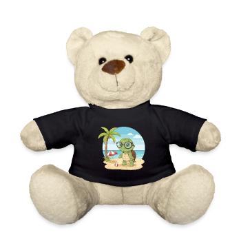 Mignonne Tortue avec des Lunettes vacances d’été sur la plage - Nounours - noir - Devant