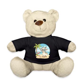 Cute Goat with Glasses Beach Summer Vacation - Teddy Bear - black - Front