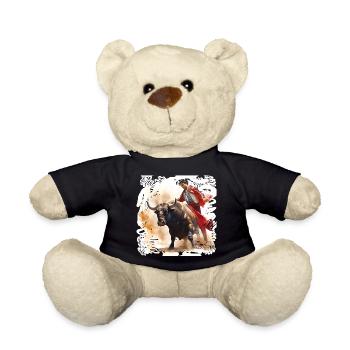 Matador et taureau en cape rouge - Nounours - noir - Devant