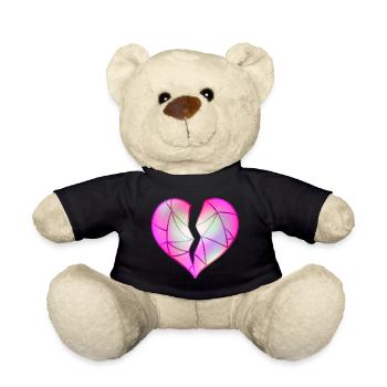 Gebrochenes Rosa Herz - Teddy - Schwarz - Vorne