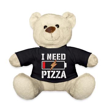 Ich brauche Pizza lustiges Essen Zitat Pizzaliebhaber - Teddy - Schwarz - Vorne