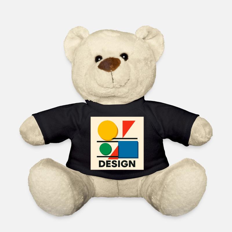 Geometry Bauhaus Colorful Composition - Teddy Bear - black