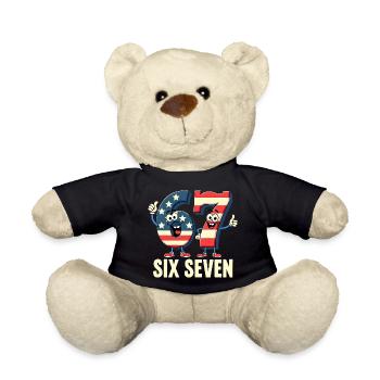 US Flag 67 Memes Six Seven - Teddy Bear - black - Front