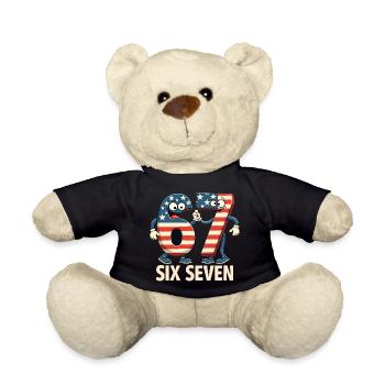 US Flag 67 Memes Six Seven - Teddy Bear - black - Front