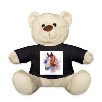Watercolor Horse Bloom - Teddy Bear - black - Front