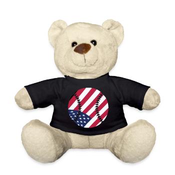 USA Patriotic Softball American Flag Sports Kunst - Teddy - Schwarz - Vorne