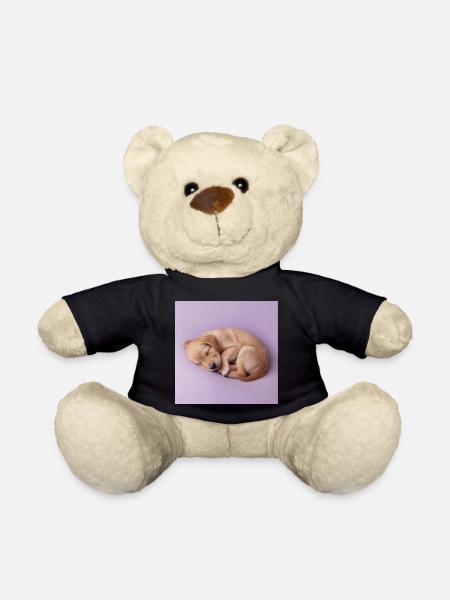 Sleeping Puppy on Lilac Background - Teddy Bear - black