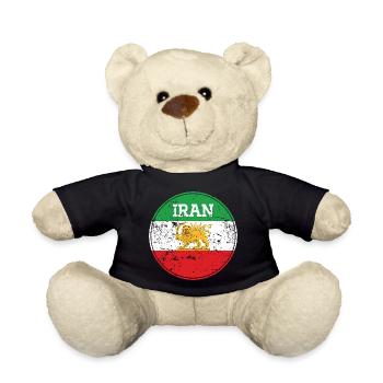 Vintage Iran Lion Emblem Round - Teddy Bear - black - Front