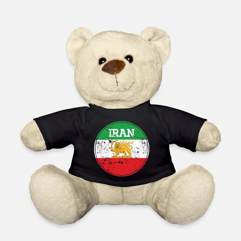 Vintage Iran Lion Emblem Round - Teddy - Schwarz