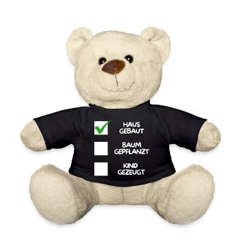 House built, ( tree planted, child fathered) white - Teddy Bear - black - Front