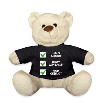 House built, tree planted, child conceived (white) - Teddy Bear - black - Front