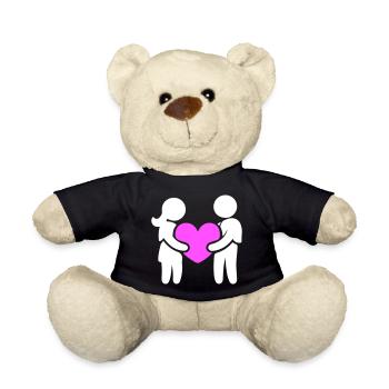 Paar Verliebt Herz - Teddy - Schwarz - Vorne