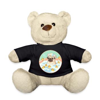 Mopps beim Badespaß - Teddy - Schwarz - Vorne