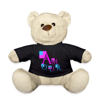 Amour Géométrique | Design Rose & Bleu Moderne - Nounours - noir - Devant