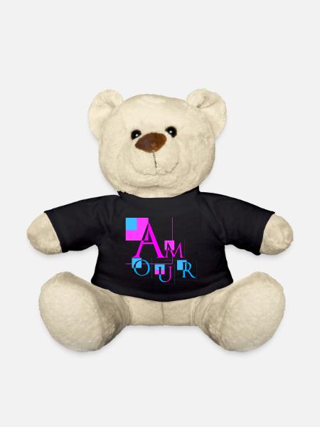 Amour Géométrique | Design Rose & Bleu Moderne - Nounours - noir