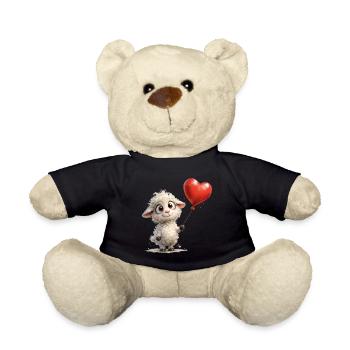 Lamb with heart balloon - Teddy Bear - black - Front