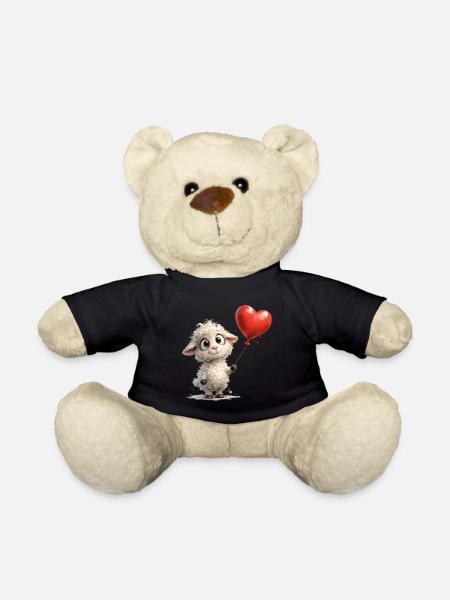Lamm mit Herzballon - Teddy - Schwarz