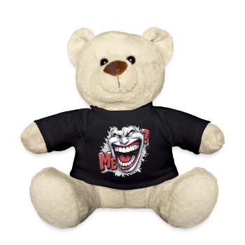 Verrücktes lachendes weißes Gesicht im Comic-Stil - Teddy - Schwarz - Vorne