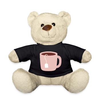 Pastel Pink Tea Mug Illustration - Teddy Bear - black - Front