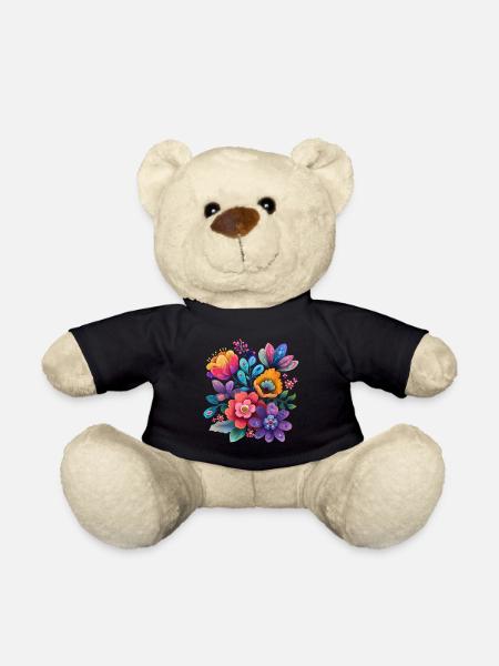 Blumen Bunte Blüten Floral Garten - Teddy - Schwarz