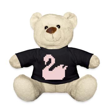 Pixel Swan Pink Silhouette - Teddy Bear - black - Front