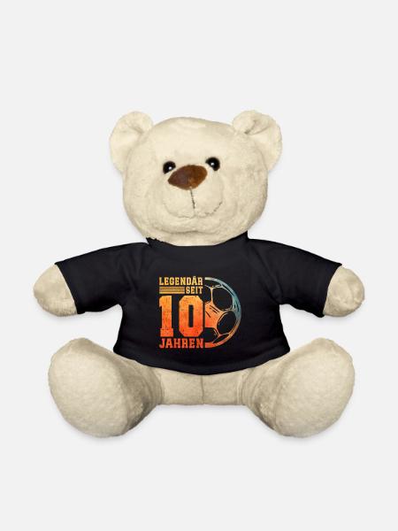 10. Geburtstag 10 Jahre Junge Kinder Fußball - Teddy - Schwarz