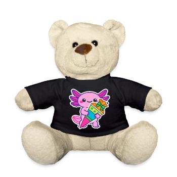 Endlich Schulkind süßes Axolotl zur Einschulung - Teddy - Schwarz - Vorne