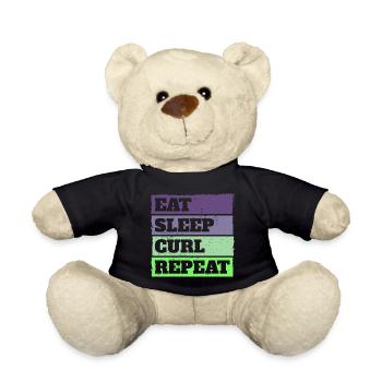 Eat Sleep Curl Repeat Retro Vintage Sport Look - Teddy Bear - black - Front