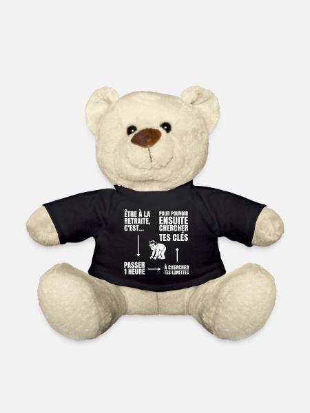 Im Ruhestand mit oder ohne Brille (weißer Text) - Teddy - Schwarz