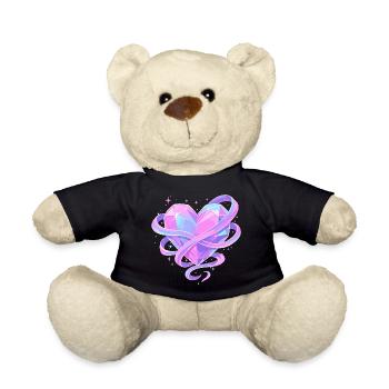 Cœur en cristal pastel avec nœuds - Nounours - noir - Devant