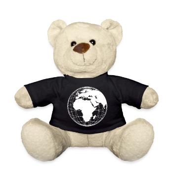 Weltkugel Erde modern minimalistisch - weiß - Teddy - Schwarz - Vorne
