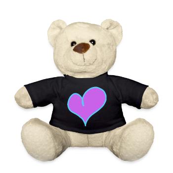 Herz Valentin Liebe Freundin Freund - Teddy - Schwarz - Vorne