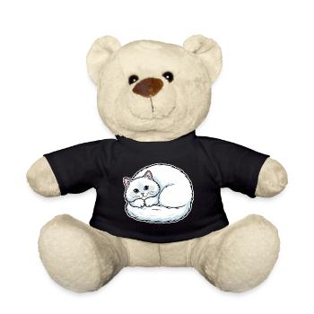 Chat Blanc Angora Yeux Bleus Enroulé Mignon - Nounours - noir - Devant