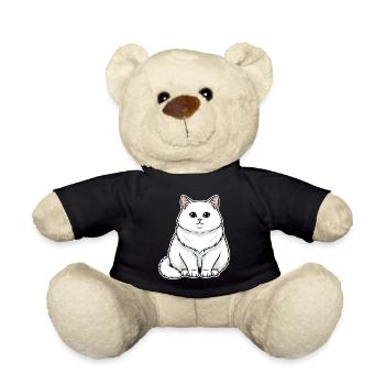 White Cat Fluffy Blue Eyes Majestic Portrait - Teddy Bear - black - Front