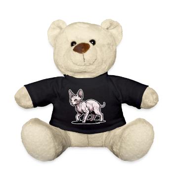 Sphynx Katze Haarloses Spazieren-Porträtdesign - Teddy - Schwarz - Vorne