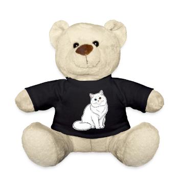 White Cat Angora Eyes Minnows Portrait Elegant - Teddy Bear - black - Front