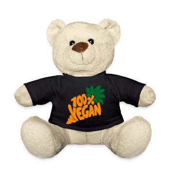 100% Vegan Food Diet Nutrition Funny - Teddy Bear - black - Front