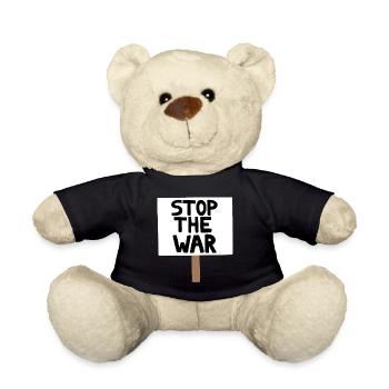 Stop the War Protest Sign - Teddy Bear - black - Front