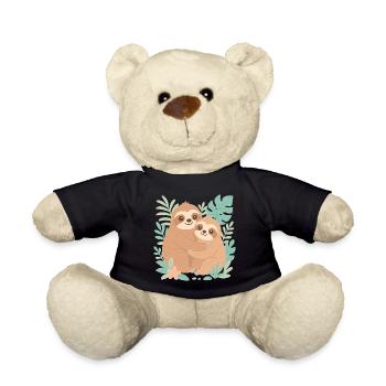 Cuddling sloths in jungle design - Teddy Bear - black - Front
