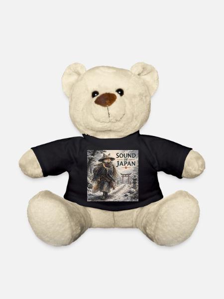 Japanisches Kitsune-Flötendesign - Teddy - Schwarz