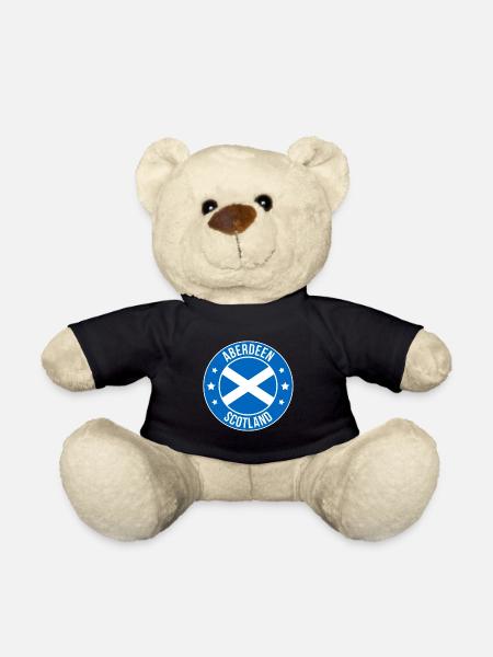 Aberdeen Scotland Circular Flag Emblem - Teddy Bear - black